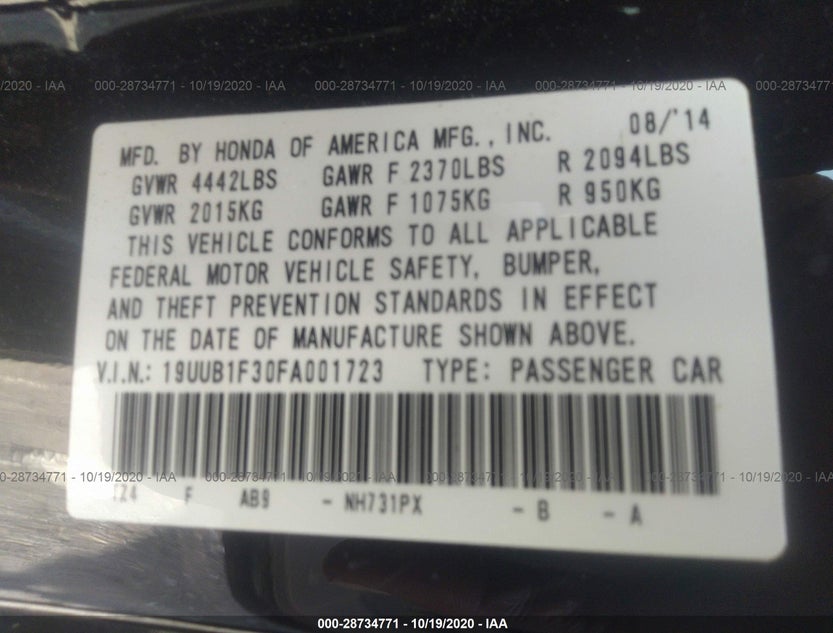 19UUB1F30FA001723