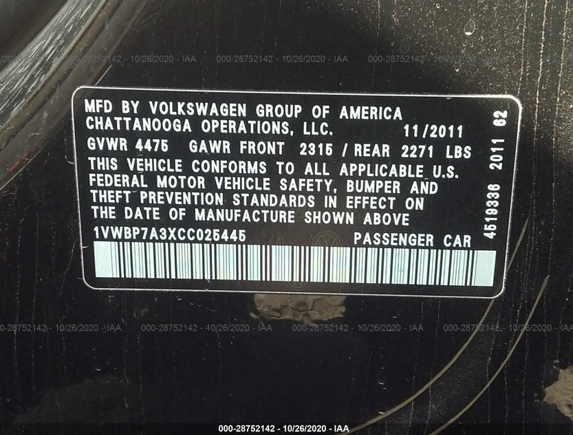 1VWBP7A3XCC025445