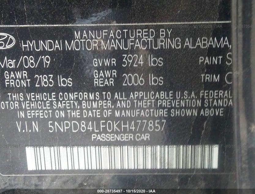5NPD84LF0KH477857