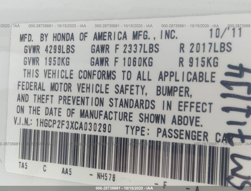 1HGCP2F3XCA030290