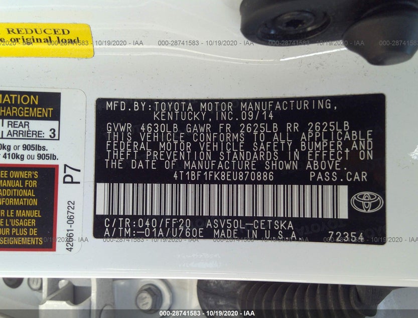 4T1BF1FK8EU870886
