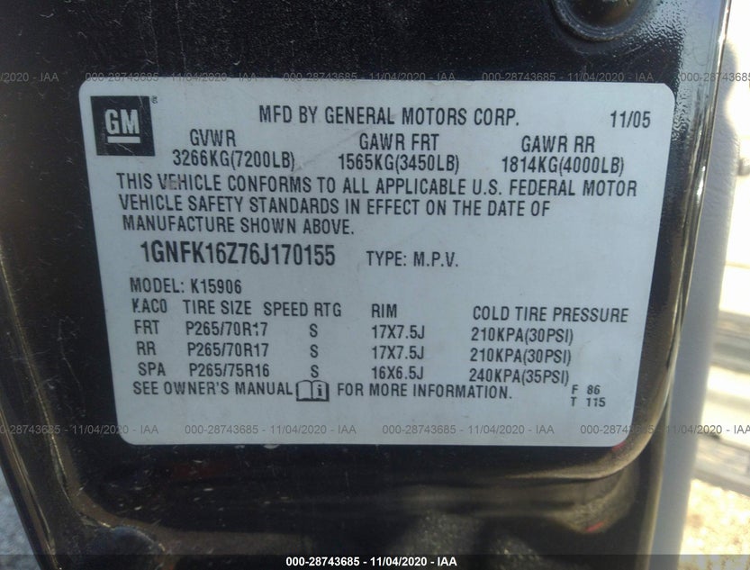 1GNFK16Z76J170155