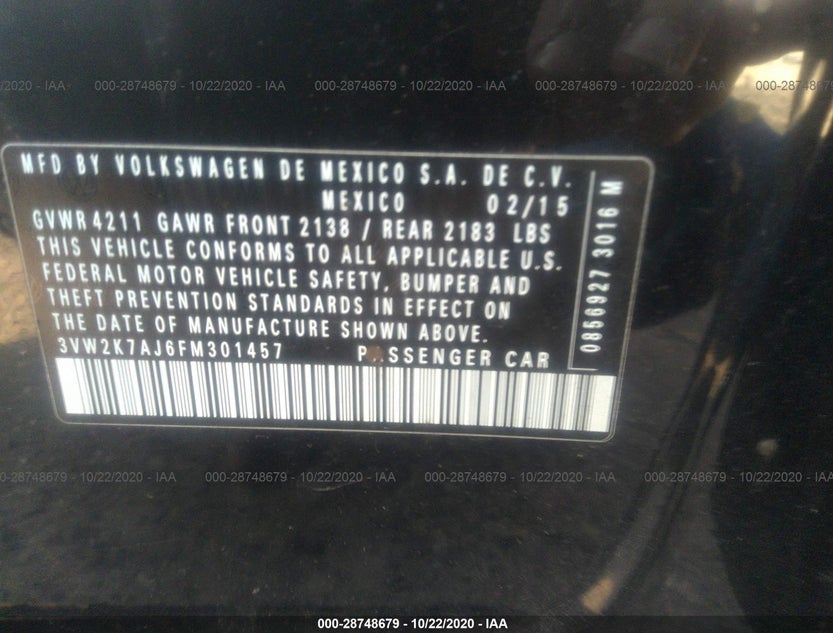 3VW2K7AJ6FM301457