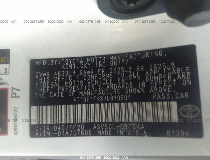 4T1BF1FK8HU810501
