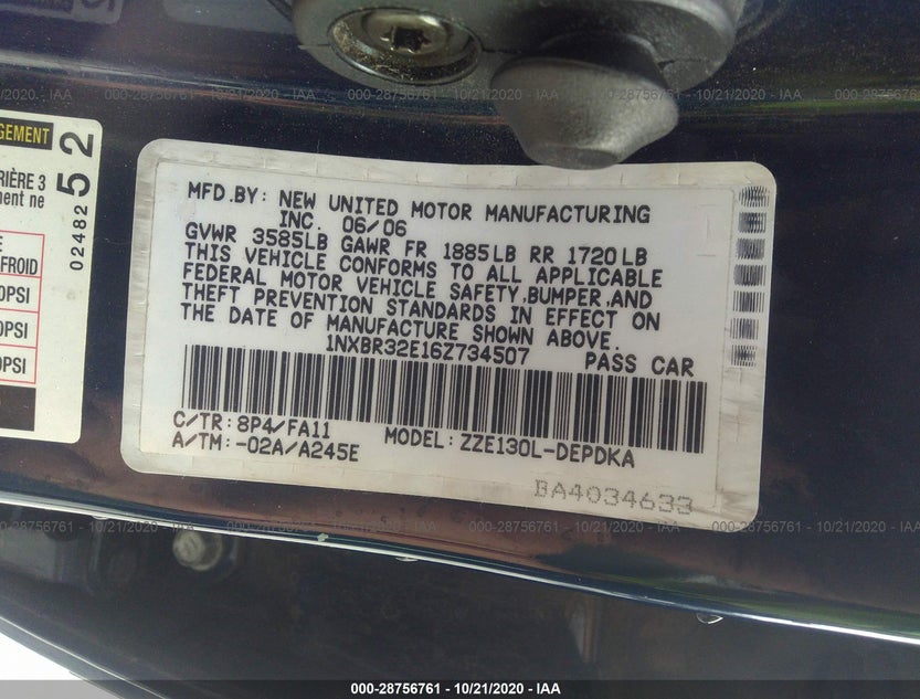 1NXBR32E16Z734507