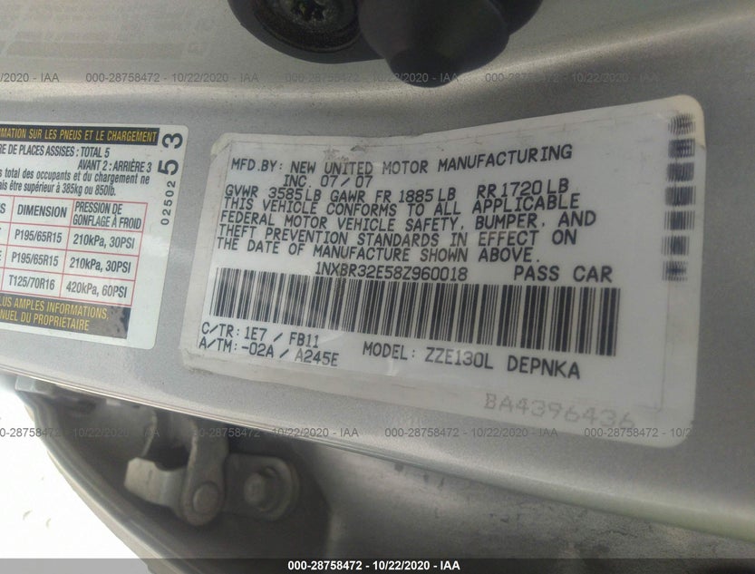 1NXBR32E58Z960018