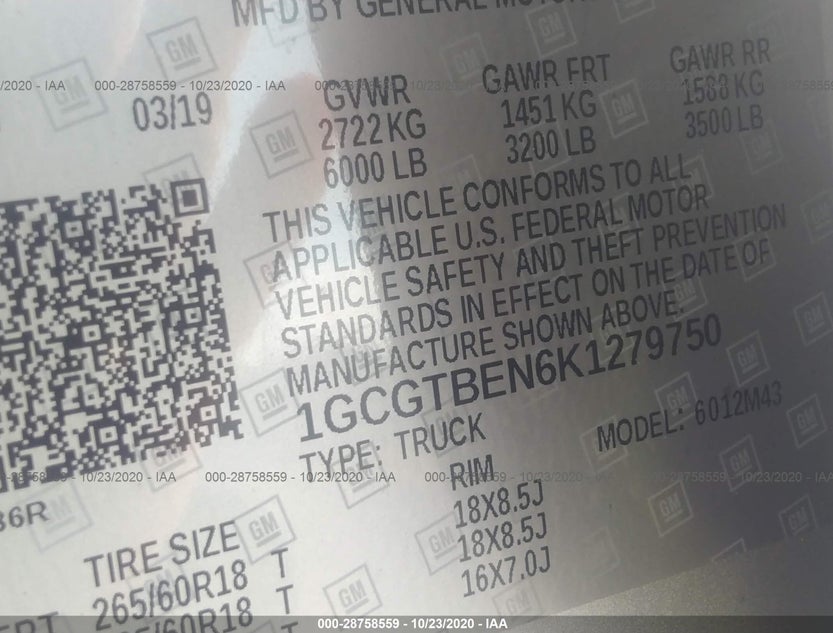 1GCGTBEN6K1279750