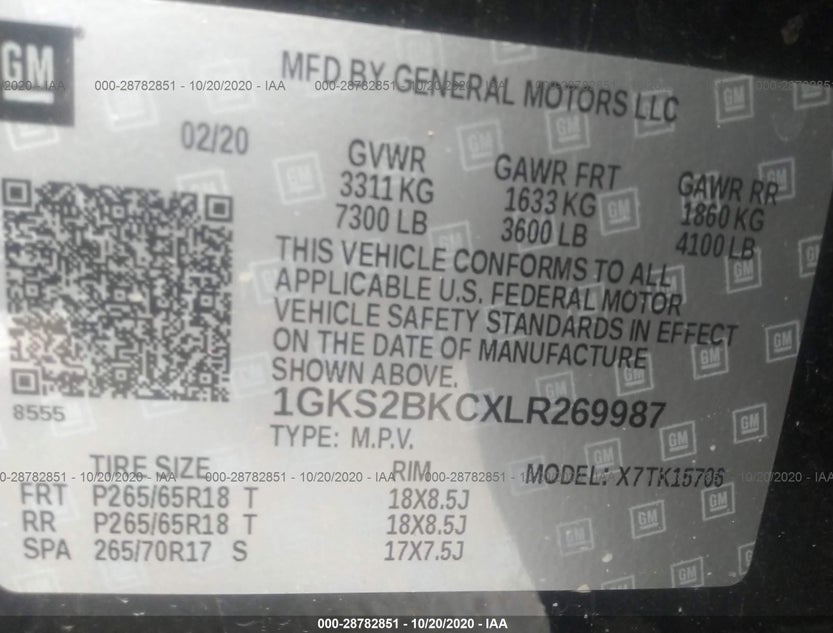 1GKS2BKCXLR269987