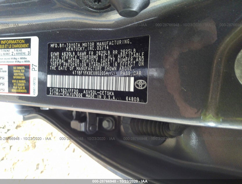4T1BF1FK8EU802054