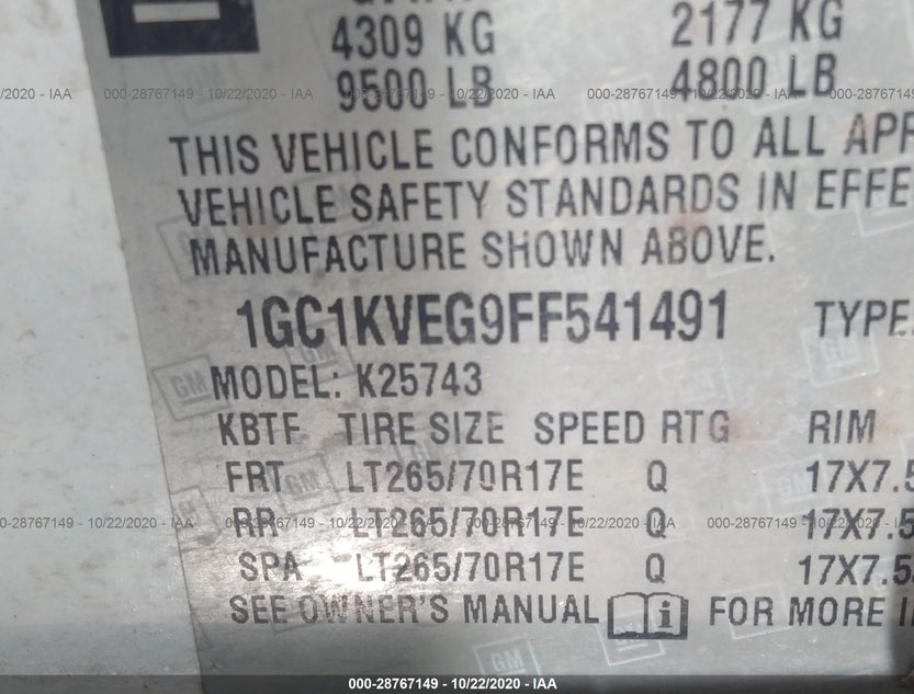 1GC1KVEG9FF541491