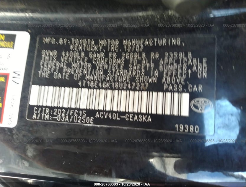 4T1BE46K18U247277
