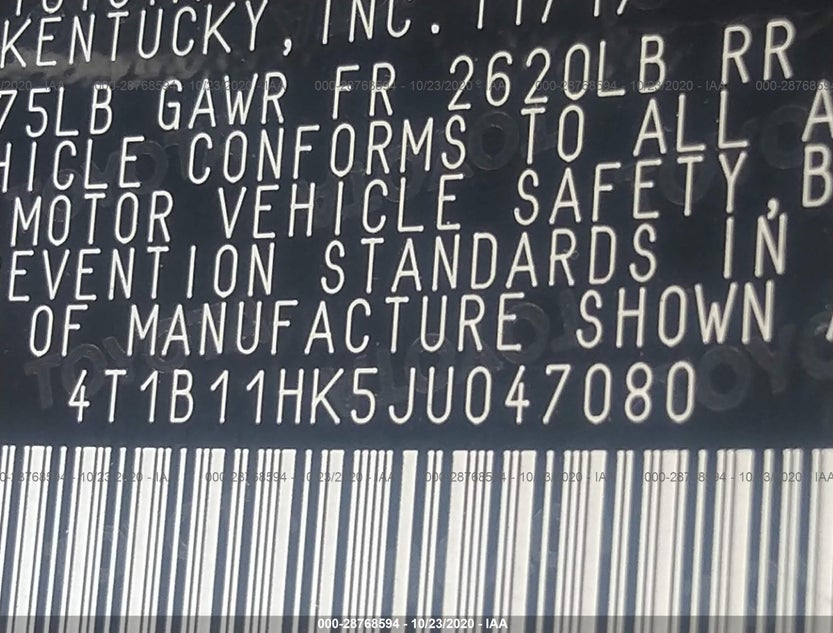 4T1B11HK5JU047080