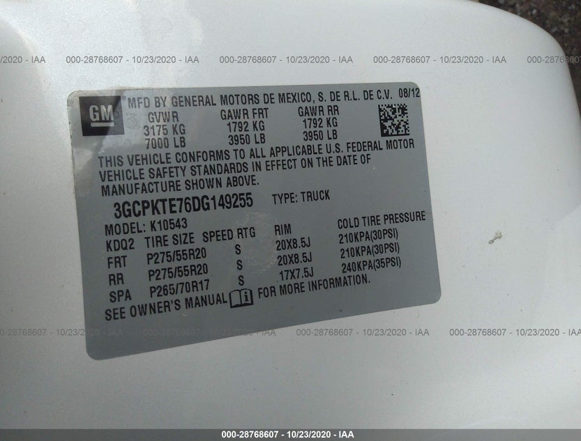 3GCPKTE76DG149255