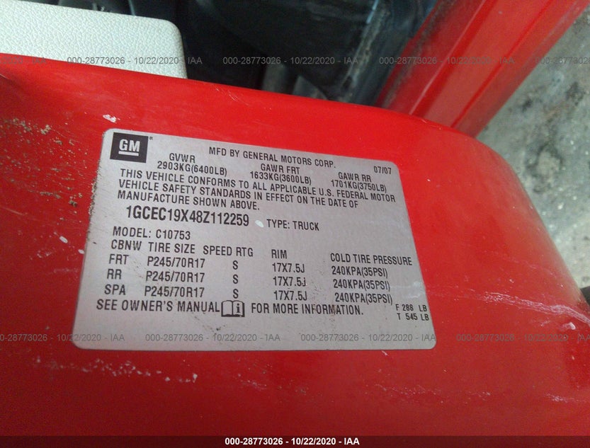 1GCEC19X48Z112259