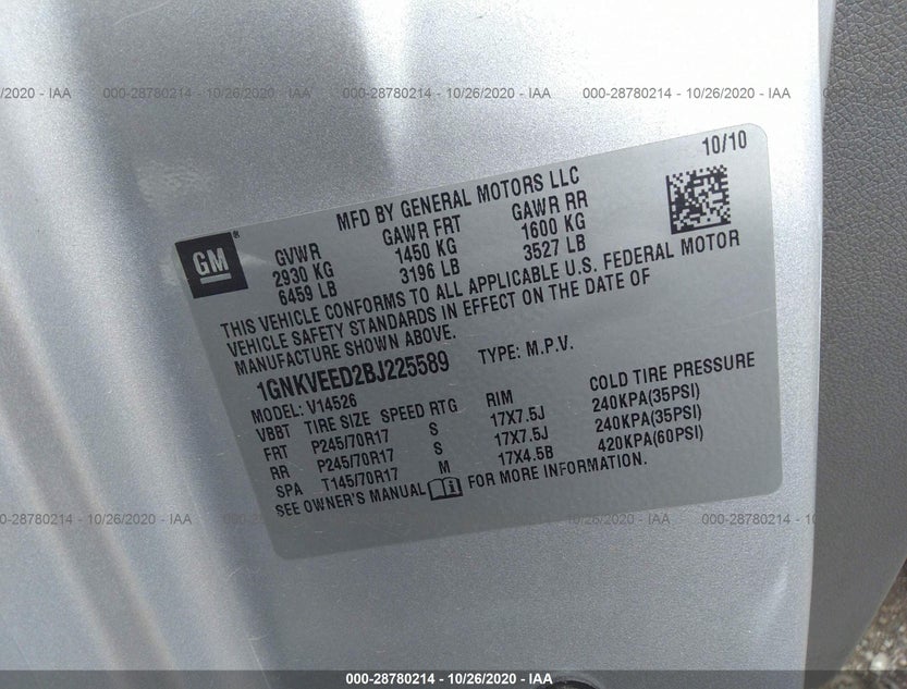 1GNKVEED2BJ225589