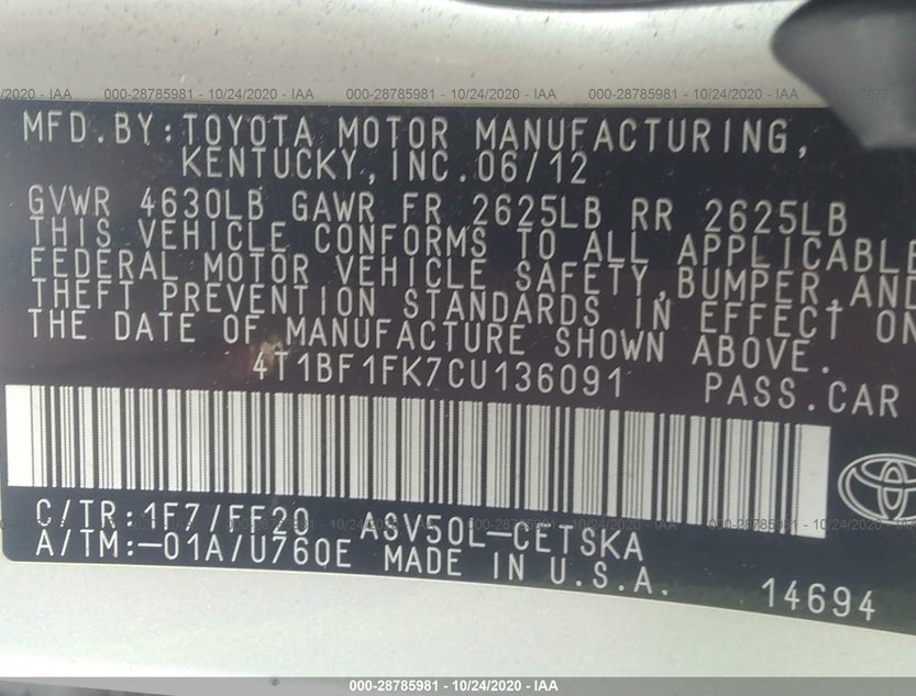 4T1BF1FK7CU136091