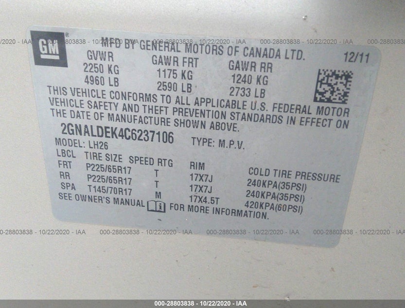 2GNALDEK4C6237106