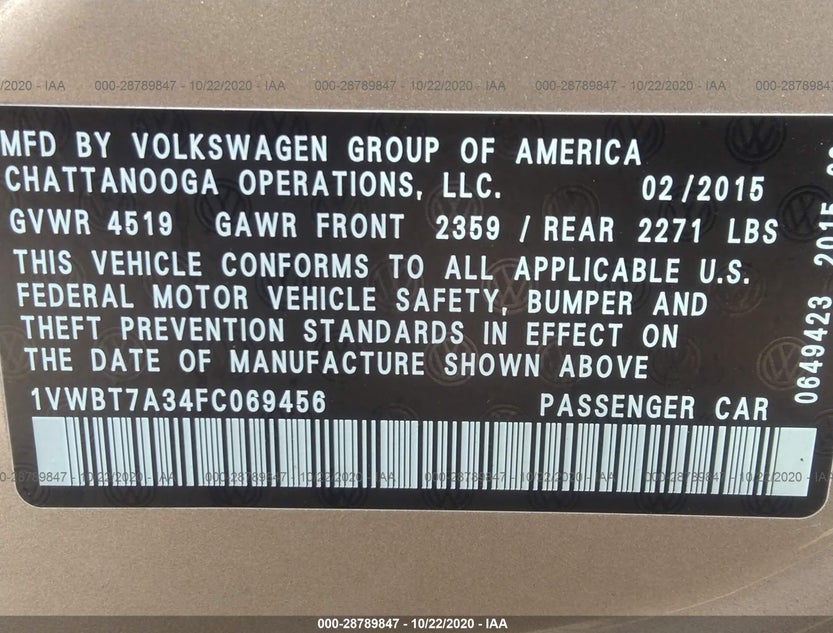 1VWBT7A34FC069456