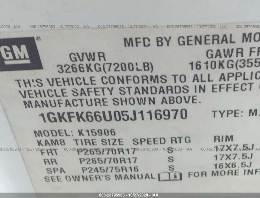 1GKFK66U05J116970