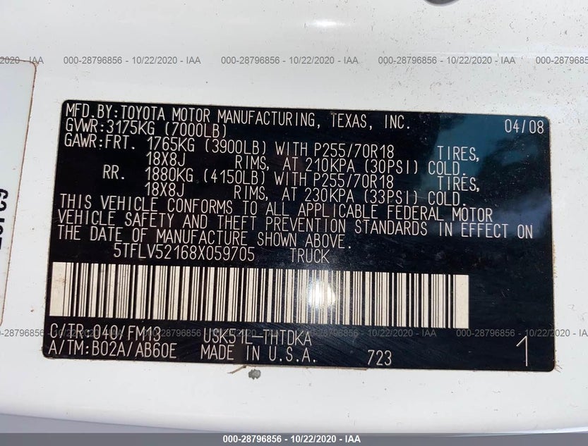 5TFLV52168X059705