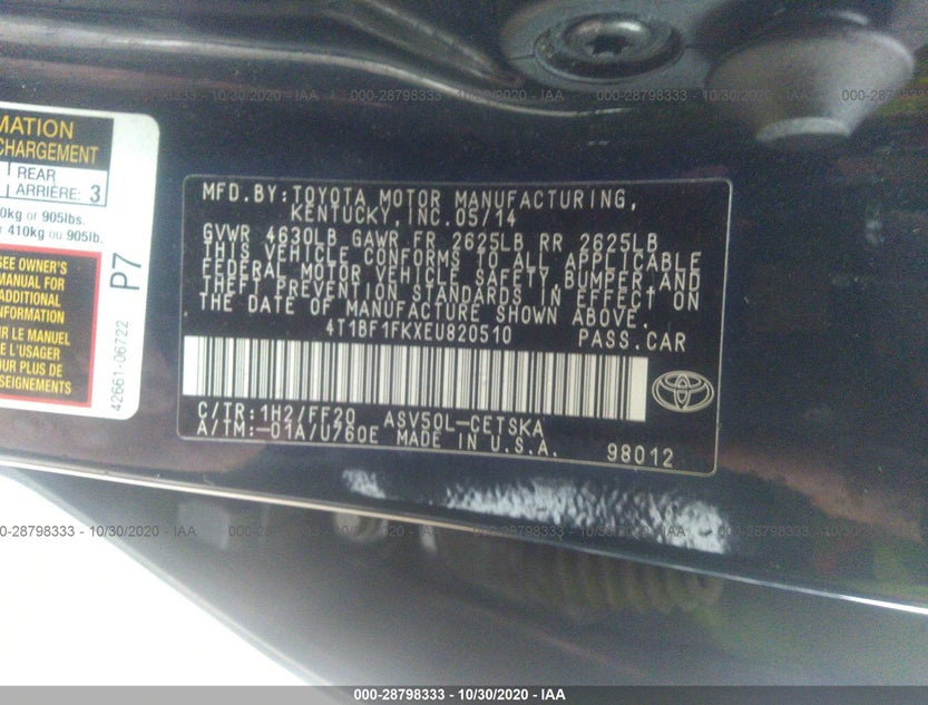 4T1BF1FKXEU820510