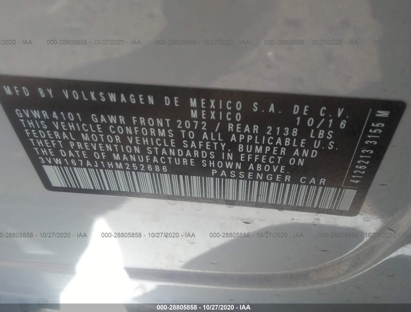 3VW167AJ1HM252686