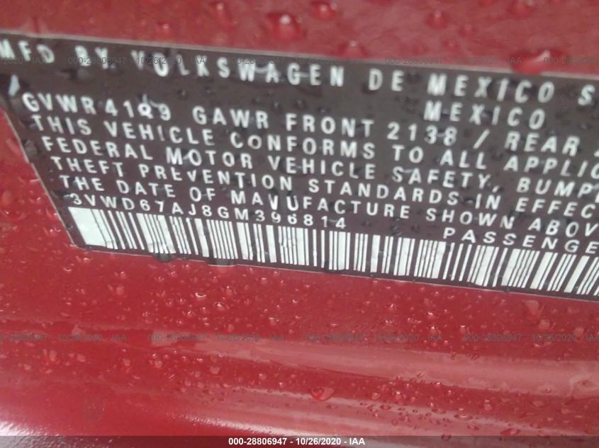 3VWD67AJ8GM396814 2016 Volkswagen Jetta 1.4T Se