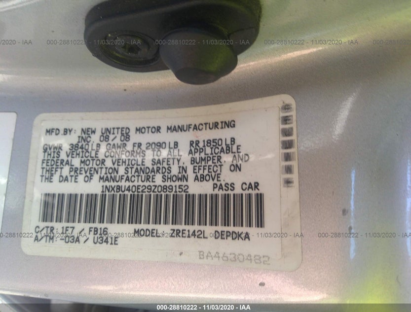1NXBU40E29Z089152