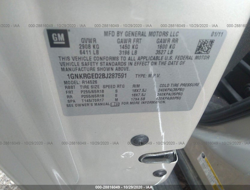 1GNKRGED2BJ287591