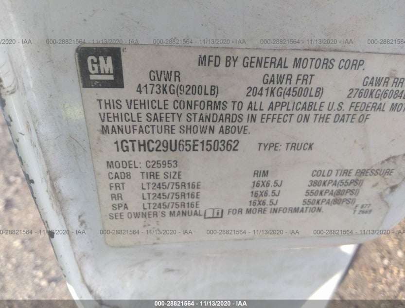 1GTHC29U65E150362