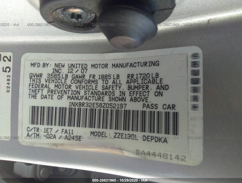 1NXBR32E58Z052197
