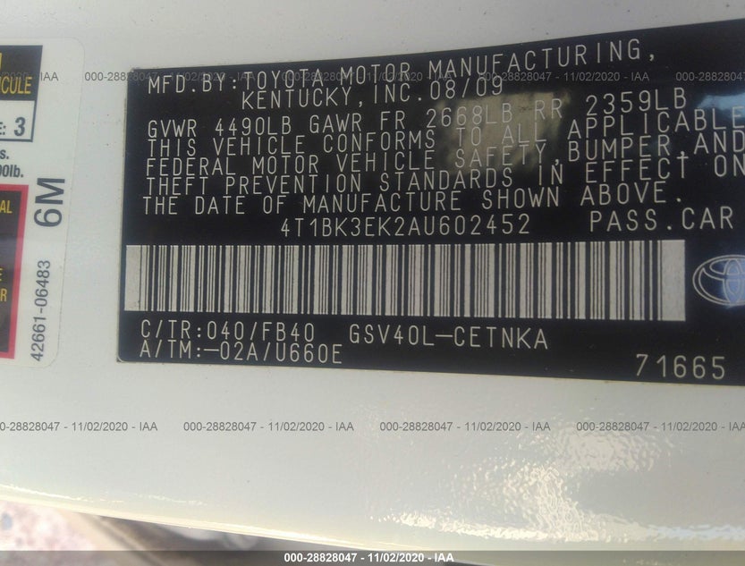 4T1BK3EK2AU602452