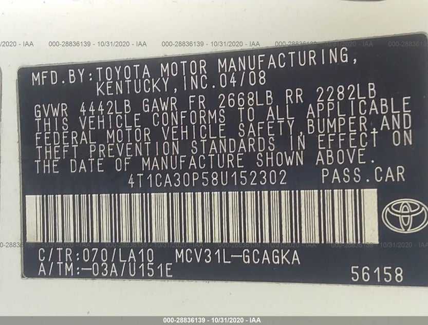 4T1CA30P58U152302