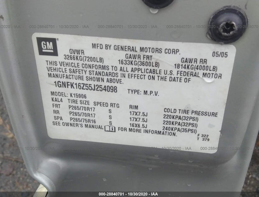 1GNFK16Z55J254098