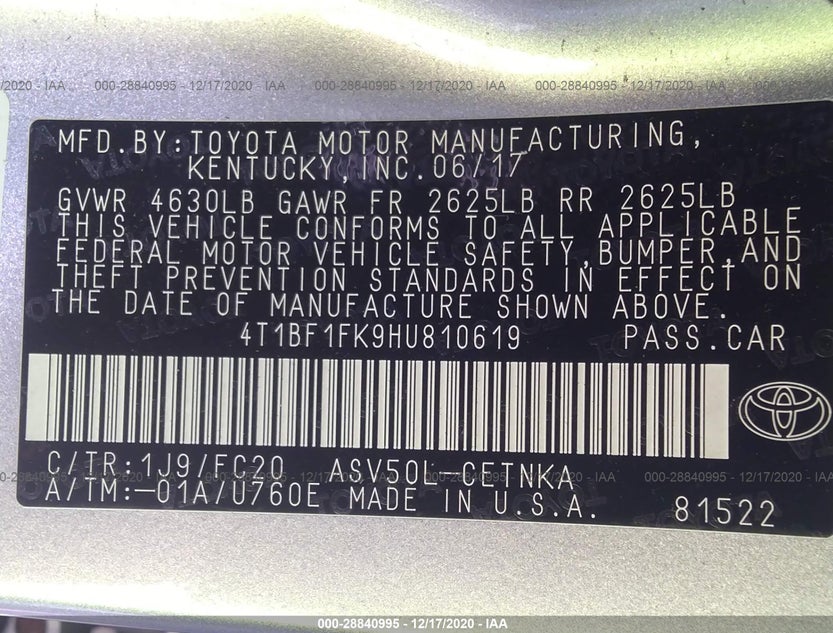 4T1BF1FK9HU810619