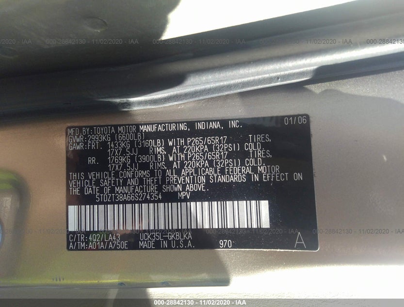 5TDZT38A66S274354
