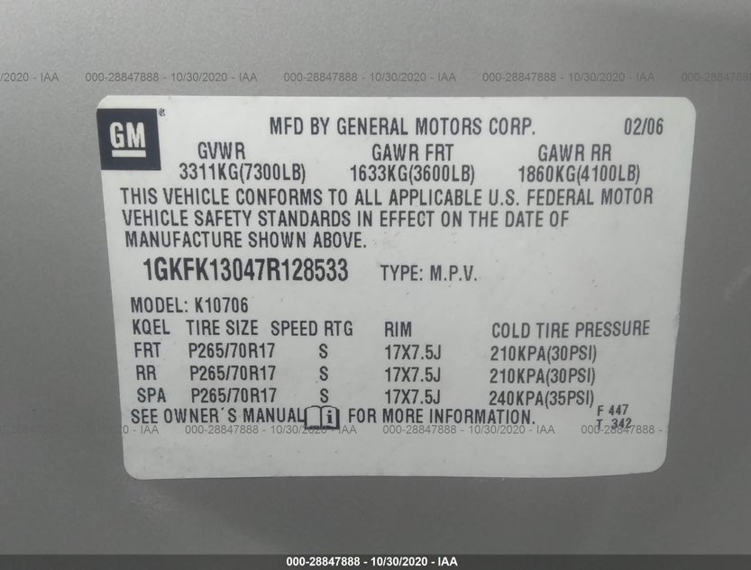 1GKFK13047R128533