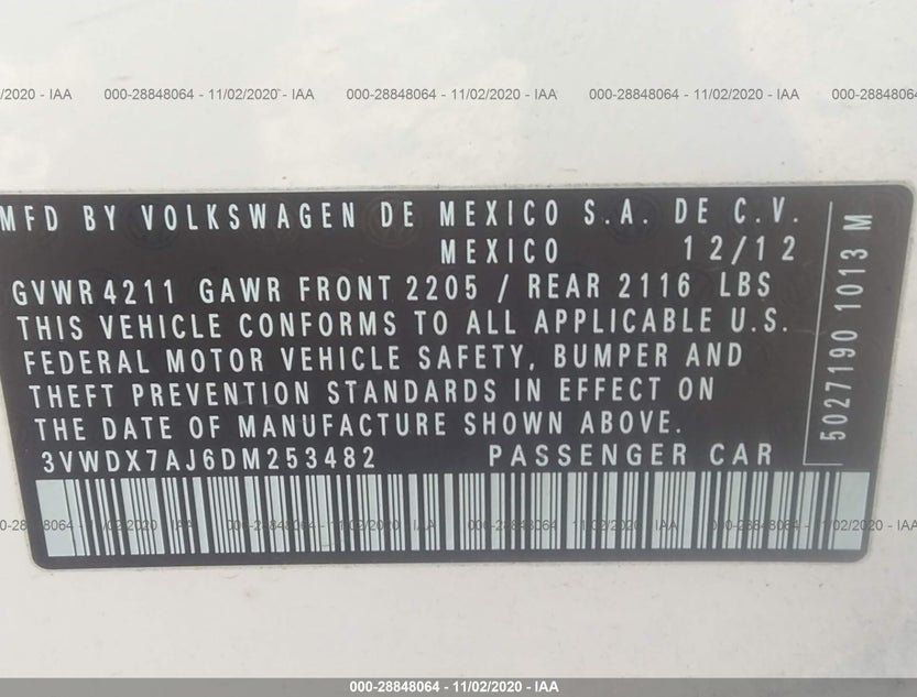3VWDX7AJ6DM253482