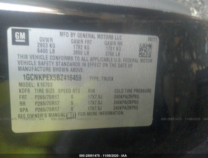 1GCNKPEX5BZ416459