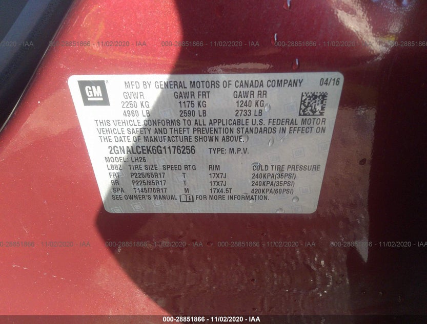 2GNALCEK6G1176256