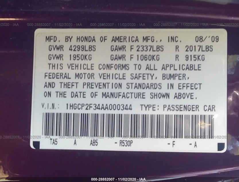 1HGCP2F34AA000344