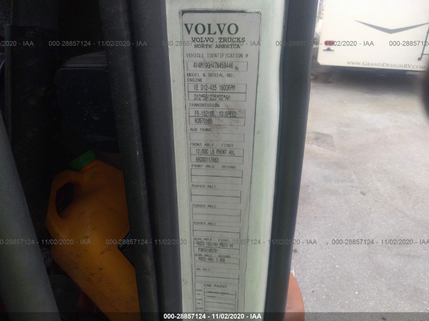 2007 Volvo Vn Vnm VIN: 4V4M19GH47N458446 Lot: 28857124