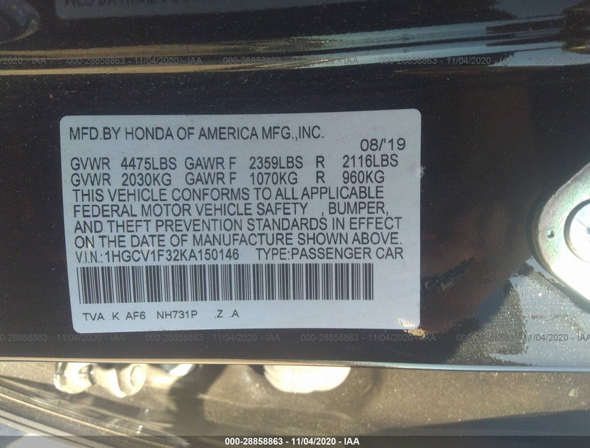 1HGCV1F32KA150146