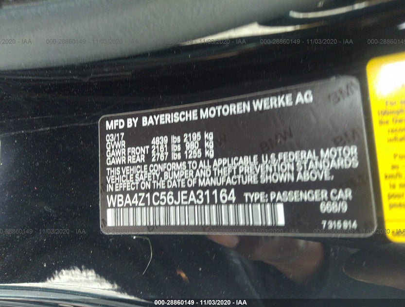 WBA4Z1C56JEA31164