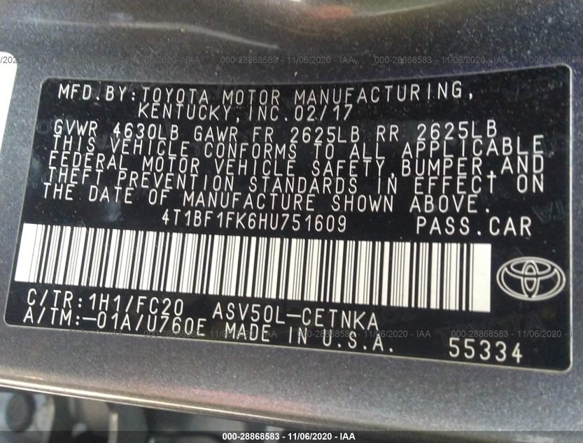 4T1BF1FK6HU751609