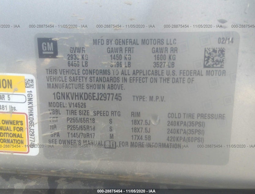 1GNKVHKD6EJ297745