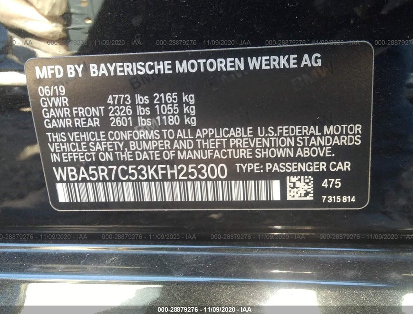 WBA5R7C53KFH25300