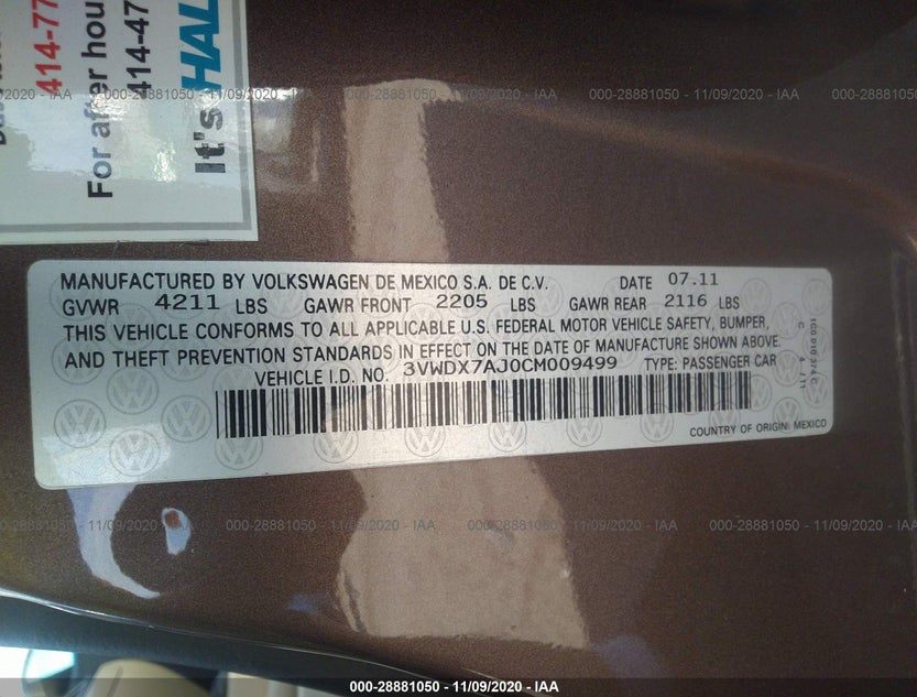 3VWDX7AJ0CM009499