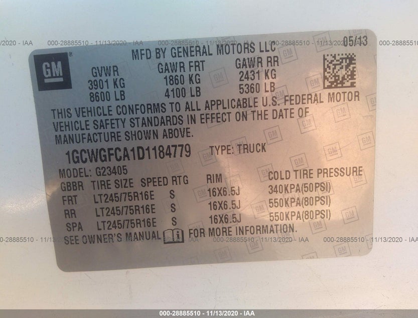 1GCWGFCA1D1184779