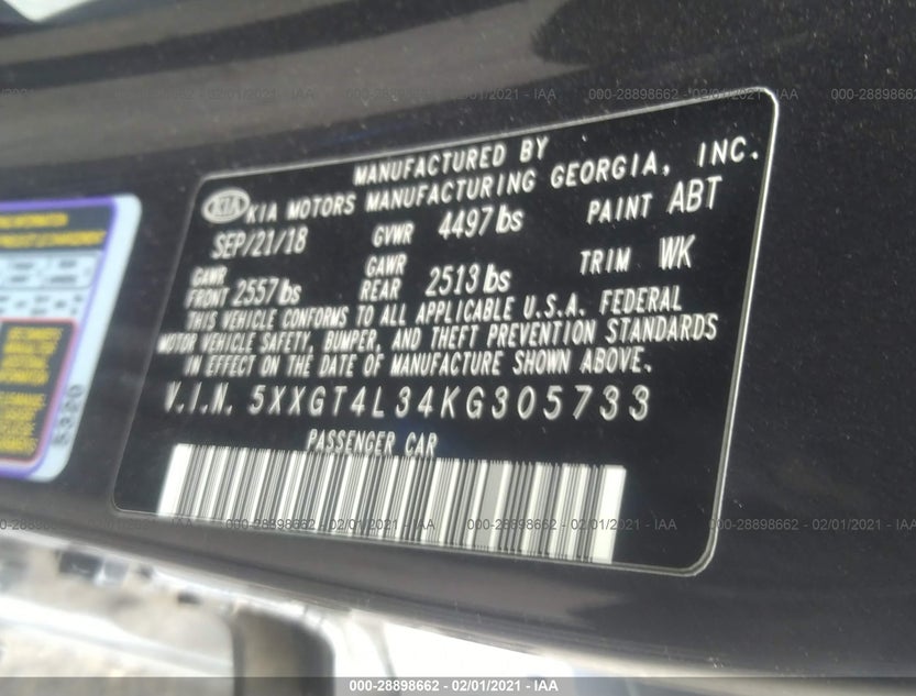 5XXGT4L34KG305733